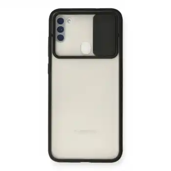 Samsung Galaxy A11 Kılıf Palm Buzlu Kamera Sürgülü Silikon - Siyah