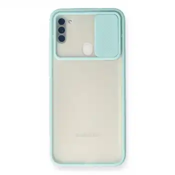 Samsung Galaxy A11 Kılıf Palm Buzlu Kamera Sürgülü Silikon - Turkuaz