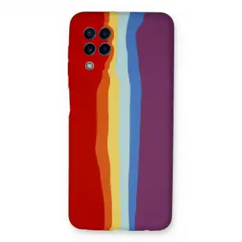 Samsung Galaxy A22 Kılıf Ebruli Lansman Silikon - Kırmızı-mor