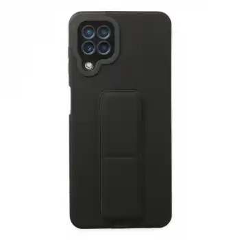 Samsung Galaxy A22 Kılıf Mega Standlı Silikon - Siyah