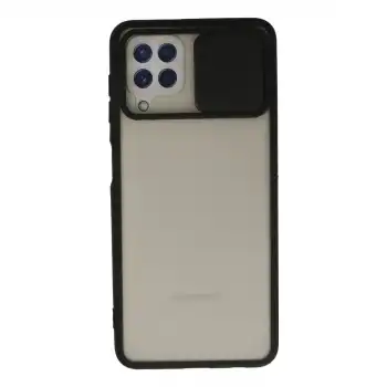 Samsung Galaxy A22 Kılıf Palm Buzlu Kamera Sürgülü Silikon - Siyah