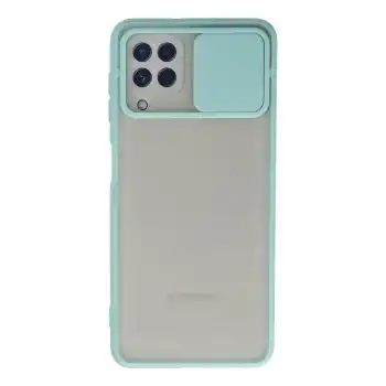 Samsung Galaxy A22 Kılıf Palm Buzlu Kamera Sürgülü Silikon - Turkuaz