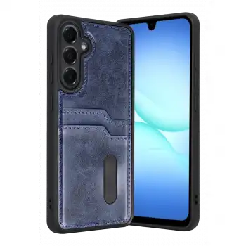 Samsung Galaxy A37 5g Sara Kartvizitli Deri Kılıf - Lacivert