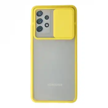Samsung Galaxy A52 Kılıf Palm Buzlu Kamera Sürgülü Silikon - Sarı