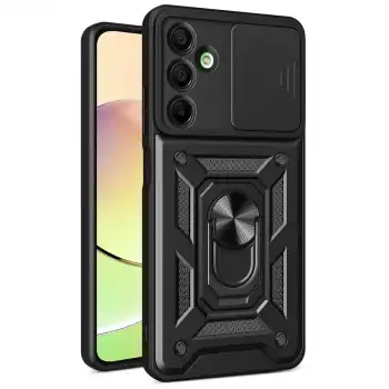 Samsung Galaxy A56 Kılıf Pars Lens Yüzüklü Silikon - Siyah