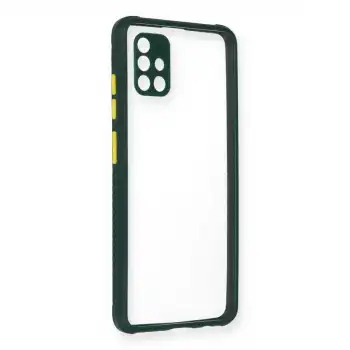 Samsung Galaxy A71 Kılıf Miami Şeffaf Silikon - Koyu Yeşil