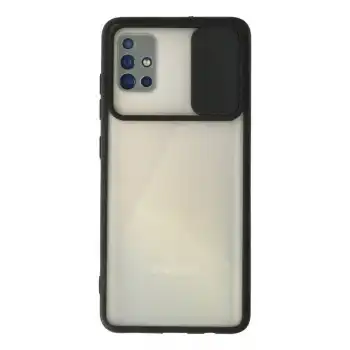 Samsung Galaxy A71 Kılıf Palm Buzlu Kamera Sürgülü Silikon - Siyah
