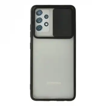 Samsung Galaxy A72 Kılıf Palm Buzlu Kamera Sürgülü Silikon - Siyah
