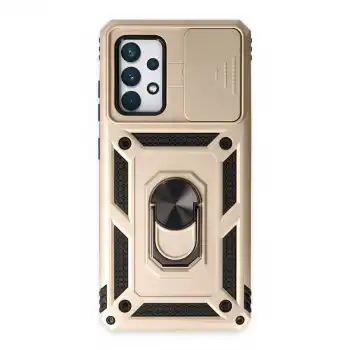 Samsung Galaxy A72 Kılıf Pars Lens Yüzüklü Silikon - Gold