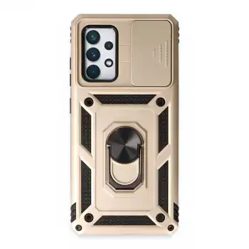 Samsung Galaxy A72 Kılıf Pars Lens Yüzüklü Silikon - Gold