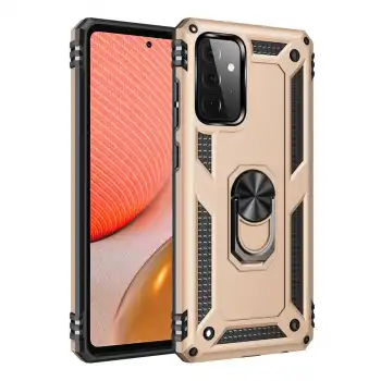 Samsung Galaxy A72 Kılıf Sofya Yüzüklü Silikon Kapak - Gold