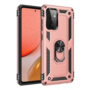 Samsung Galaxy A72 Kılıf Sofya Yüzüklü Silikon Kapak - Rose