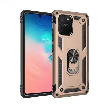 Samsung Galaxy A91 / S10 Lite Kılıf Sofya Yüzüklü Silikon Kapak - Gold