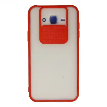 Samsung Galaxy J7 Kılıf Palm Buzlu Kamera Sürgülü Silikon - Kırmızı