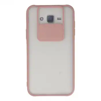 Samsung Galaxy J7 Kılıf Palm Buzlu Kamera Sürgülü Silikon - Pembe