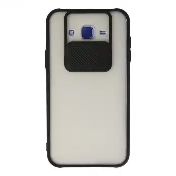 Samsung Galaxy J7 Kılıf Palm Buzlu Kamera Sürgülü Silikon - Siyah
