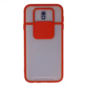 Samsung Galaxy J7 Pro / J730 Kılıf Palm Buzlu Kamera Sürgülü Silikon - Kırmızı