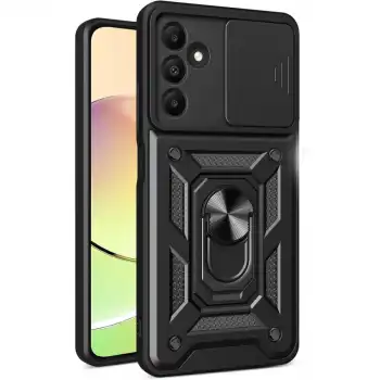 Samsung Galaxy M15 Kılıf Pars Lens Yüzüklü Silikon - Siyah
