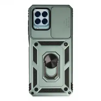 Samsung Galaxy M33 Kılıf Pars Lens Yüzüklü Silikon - Yeşil