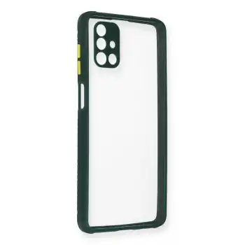 Samsung Galaxy M51 Kılıf Miami Şeffaf Silikon - Koyu Yeşil