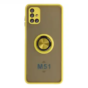 Samsung Galaxy M51 Kılıf Montreal Yüzüklü Silikon Kapak - Sarı
