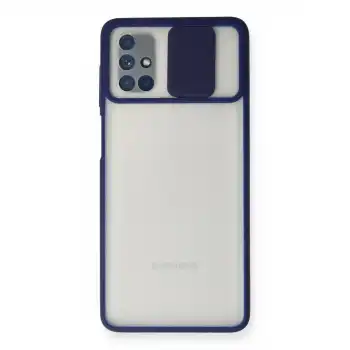Samsung Galaxy M51 Kılıf Palm Buzlu Kamera Sürgülü Silikon - Lacivert