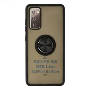 Samsung Galaxy S20 Fe Kılıf Montreal Yüzüklü Silikon Kapak - Siyah