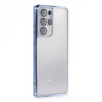 Samsung Galaxy S21 Ultra Kılıf Razer Lensli Silikon - Açık Mavi