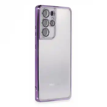 Samsung Galaxy S21 Ultra Kılıf Razer Lensli Silikon - Mor