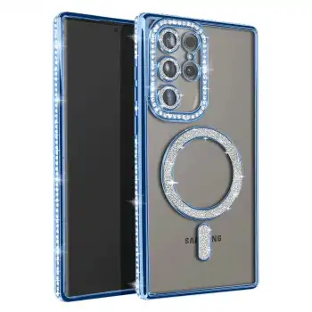Samsung Galaxy S23 Ultra Joke Simli Magneticsafe Kılıf - Mavi