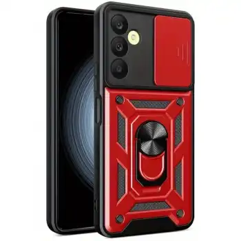 Samsung Galaxy S24 Fe Pars Lens Yüzüklü Silikon - Kırmızı