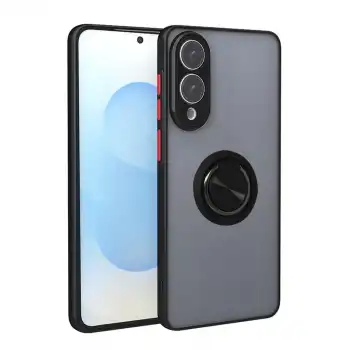 Samsung Galaxy S25 Edge Kılıf Montreal Yüzüklü Silikon Kapak - Siyah