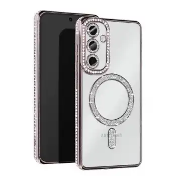 Samsung Galaxy S25 Kılıf Joke Simli Magneticsafe Kılıf - Gümüş