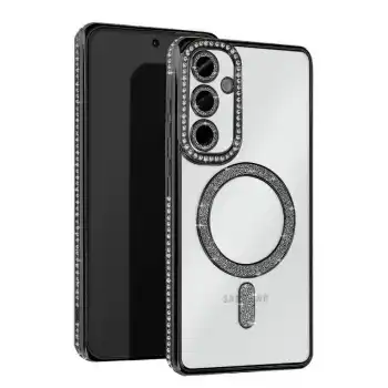 Samsung Galaxy S25 Kılıf Joke Simli Magneticsafe Kılıf - Siyah