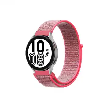 Samsung Galaxy Watch 4 Hasırlı Cırtcırtlı Kordon - Pembe