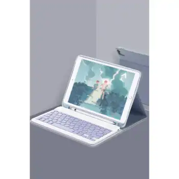 Samsung Galaxy X510 Tab S9 Fe 11 Kılıf Kc01 Smart Klavyeli Tablet Kılıfı - Lacivert