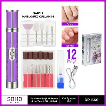 Şarjlı 12 Başlıklı Manikür Seti