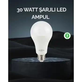 Şarjlı LED Ampul 30 Watt Soğuk Beyaz