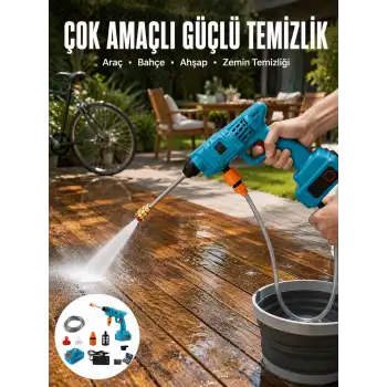Şarjlı Oto Yıkama, Bahçe Sulama Tabancası Makinesi Yüksek Basınçlı