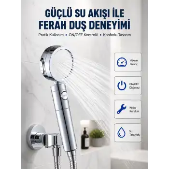 Şelale Sisi ve Masaj Özellikli Banyo Duş Başlığı
