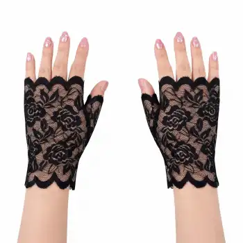 Siyah Dantel Parmaksız Kısa Eldiven