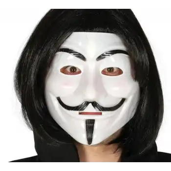 Siyah Renk Takma Kısa Saç Ve V For Vendetta Maskesi Anonymous Maskesi