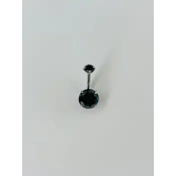 Siyah Taşlı Göbek Piercing