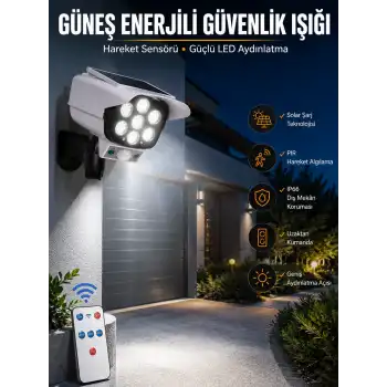 Solar Lamba Kamera Görünümlü Duvar Lambası Dönebilen Bahçe Aydınlatması