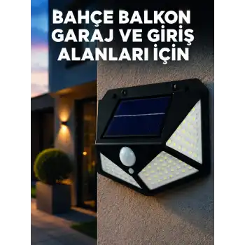 Solar LED Bahçe Aydınlatma Lambası 3 Işık Modlu Sensörlü Duvar Tipi Dış Mekan