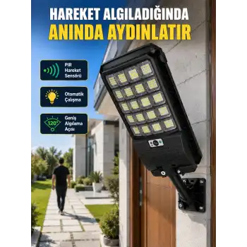 Solar LED Bahçe Lambası Hareket Sensörlü Uzaktan Kumandalı Dış Mekan Aydınlatma