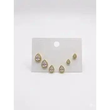 Su Damlası Detaylı Altılı Küpe