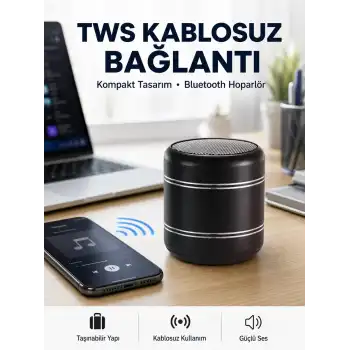 Taşınabilir Silindir Tasarım Bluetooth 5.0 Hoparlör Yüksek Bas Performanslı Yeni Nesil