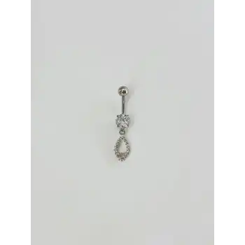 Taşlı Su Damlası Detaylı Göbek Piercing
