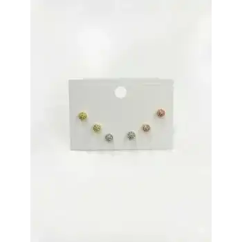 Taşlı Top Altılı Küpe